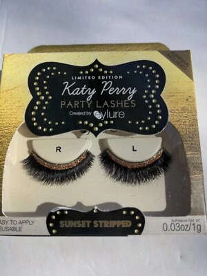 Glitter KATY PERRY PARTY false eye LASHES Sunset stripped Gold EYLURE REUSABLE  - Image 1 of 4