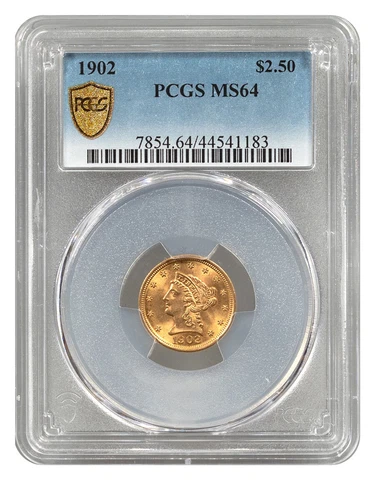1902 Liberty Head $2.5 Gold Quarter Eagle PCGS MS64 Cover