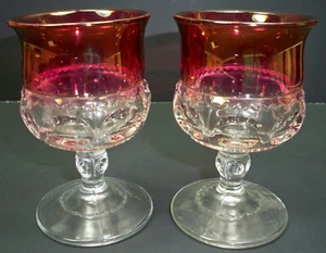 2- Kings Crown Cranberry Crown Colony Wine Glass 4 1/4" tall x 2 5/8" Diameter - Bild 1 von 5