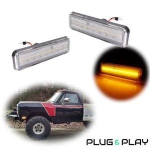 Clear Lens Amber LED Front Side Marker Indicator Lights For Dodge D100 D150 D250 - Picture 1 of 11