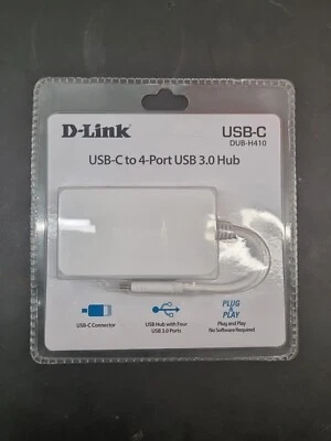 NEW D-Link USB-C to 4-Port USB 3.0 Hub White - Image 1 of 2