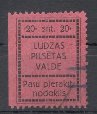 Latvia Local Revenue stamp LUDZA I&B cat A9a pv1 20 snt  used 1926 - Image 1 of 3