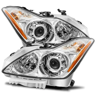 For 2008-2015 Infiniti G37/Q60 Chrome Projector Headlights LH/RH Replacement Set - Image 1 of 4