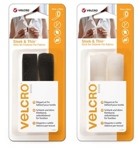 Nastro Adesivo VELCRO® Per Tessuti Elegante E Sottile 19Mm X 60Cm Bianco O Nero - Picture 1 of 10