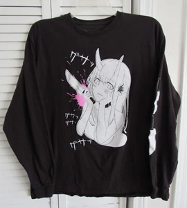 Lewd Complex Anime Girl Long Sleeve Black Cotton T Shirt Size X Large - Picture 1 of 4