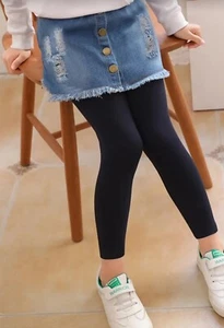 New ~ Girls Sz 11 Distressed Denim Blue Jean Skirt With Attached Black Leggings - Picture 1 of 5