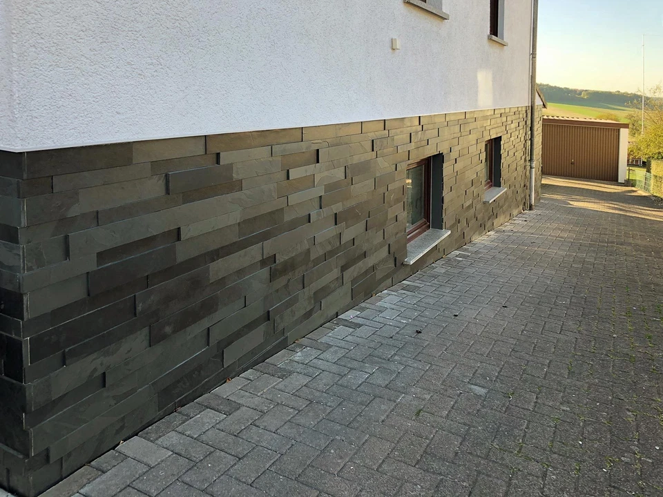 3 D Schiefer Verblender, Sockelverblender, Riemchen, Bricks, Naturstein,schwarz  - Bild 1 von 4
