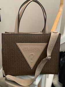 Guess PANYA große Beuteltasche Tasche COCOA Farbe Canvas Logo authentisch mit Etikett BRANDNEU - Bild 1 von 14