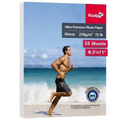 Koala Ultra Premium 72lb Glossy Photo Paper 8.5X11 Inkjet Printer Epson HP 270g - Image 1 of 4