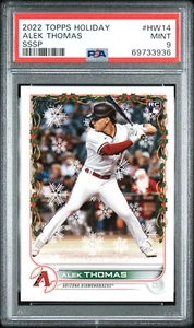 2022 Topps Holiday Alek Thomas RC #HW14 SANTA PHOTO SSSP, PSA 9 POP 1 (0 at 10) - Bild 1 von 3