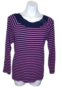  Ralph Lauren LRL Strick Langarm Top Navy Fuchia M / S - Bild 1 von 7