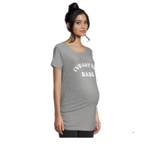 Time and Tru Women's Maternity Graphic T-Shirt~ I'VE GOT YOU BABE~ Heather Grey - Picture 1 of 6