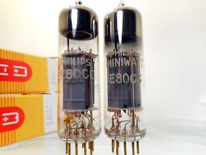 PAIR OF PHILIPS HOLLAND E80CC SQ ⊿ Code GOLD PINS RING GETTER
