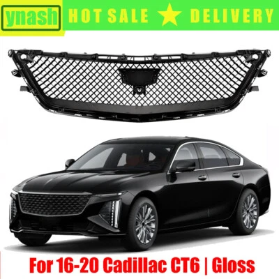 For 16-20 Cadillac CT6 | Gloss Black Blackwing Style Front Bumper Grille Cover Foto 1 de 4