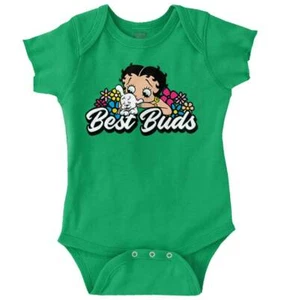Betty Boop and Pudgy Best Buds Retro Cartoon Baby Girls Infant Romper Newborn - Picture 1 of 9