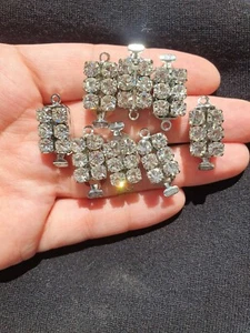 2 Vintage Silber Halskette Armband Verschluss Verschluss Kristall Strass 1 Strang - Bild 1 von 4