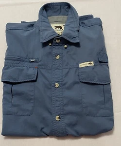 Dakota Grizzly Men Blue Button Down 100% Nylon Shirt, Vents Pockets Outdoors XL - Picture 1 of 16