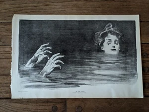 Original 1900 "In The Swim" "Advice" Charles Gibson 2 Sided Print Art 17" x 11" - Picture 1 of 9
