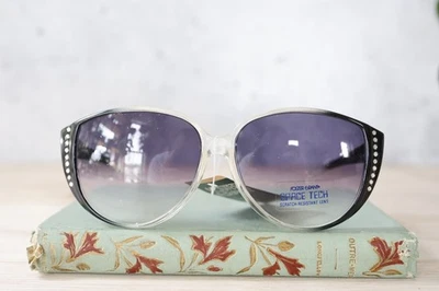 Vintage Foster Grant 1980s Sunglasses NOS Space tech Rhinestones McBling Retro - Image 1 of 4