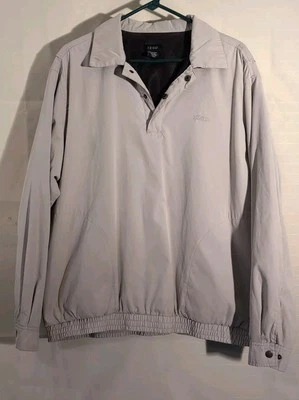 IZOD Windbreaker Golf Pullover Mens 1/4 Snaps Lined Vented Jacket Lg Beige - Image 1 of 4