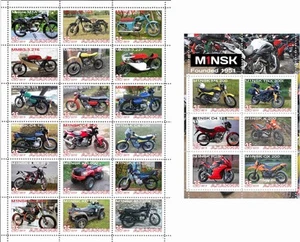 Stamp sheet+block Minsk Motorcycle Company 2019 Alanya issue - Picture 1 of 1