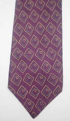 VALENTINO CRAVATTE NO. 8108 PURPLE w/ YELLOW 100% ITALIAN SILK NECK TIE 56" - Image 1 of 4