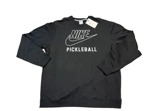 Nike Swoosh Club Fleece Pickleball Black Size XL Crew Sweatshirt - Picture 1 of 8