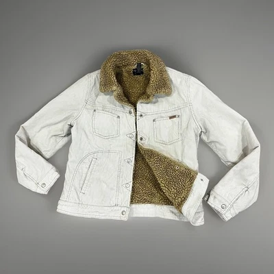 Винтажный американский орел вельветовая куртка женщин большой бежевый шерпа с подкладкой водитель грузовика пальто - Изображение 1 из 4