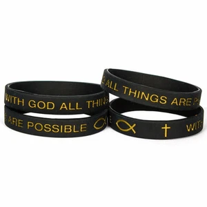 With God All Things Are Possible Silicone Wristbands - Set of 12 - Picture 1 of 1