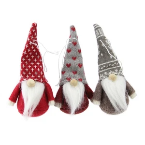 Juego de 3 Decorativos Rojo Marrón Gris Papá Noel Gnomo Navidad Adorno Decoraciones 4.5" - Imagen 1 de 4