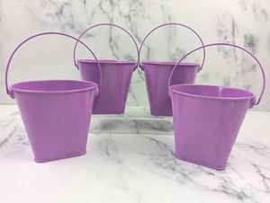 4 Purple Metal Buckets w/ Handle Party Craft Gift Favor Pail Craft 3.5" Tall - Picture 1 of 11