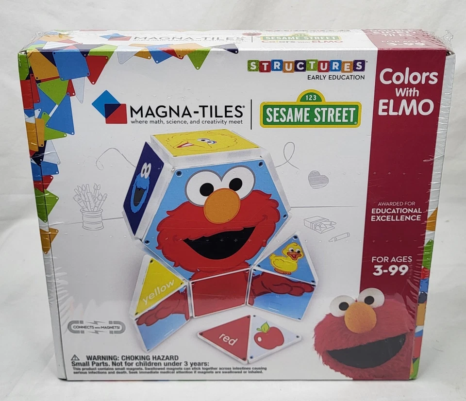 NEW/ SEALED Sesame Street Colors w/Elmo Magna Tiles 17 Pc Set Structures  - Image 1 of 1