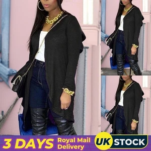 Women Plus Size Cardigan Backless Cut Out Front Open Coat Long Sleeve Tops UK - Picture 1 of 15