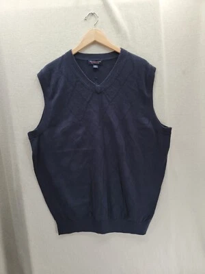 NEW Round Tree & Yorke Navy Blue Men's 100% Cotton Vest Sweater Size-2XT - Image 1 of 4