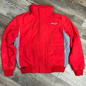 Vintage SPYDER Entrant Thinsulate Ski Jacket Red Gray w/ Hood RN64902 Men’s L - Picture 1 of 18