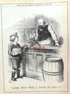 "MIT EINEM PFUND TEE VERSCHENKT!', 1890 John Tenniel PUNCH Cartoon Print: 659-05 - Bild 1 von 1