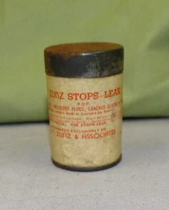 Vintage Zunz Early 70's Stop Leak in Metal and Cardboard Round Container 2" tall - Picture 1 of 8