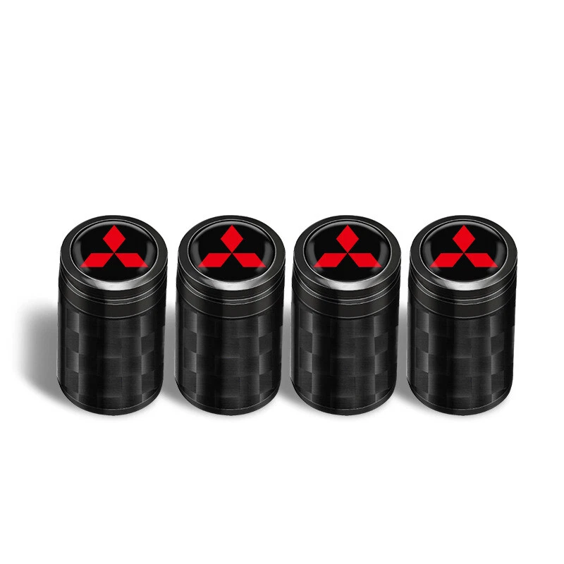 4PCS Carbon Fiber Car Wheels Tire Air Valve Caps Stem Dust Cover for Mitsubishi - Image 1 of 1