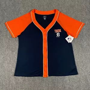 Detroit Tigers Jersey Shirt Womens X-Large Blue Orange MLB Baseball Mesh NWT - Picture 1 of 16