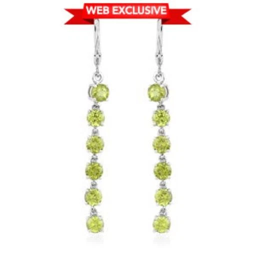 Natural Arizona Peridot Earrings in Platinum Over Sterling Silver 5.10 ctw - Image 1 of 4