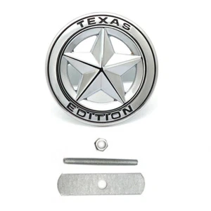 1x Black Silver 3D Texas Lone Star Car Front Grille Metal Emblem Badge Universal - Picture 1 of 5