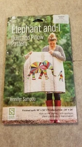 ELEPHANT and I Quilt & Pillow Pattern by Jennifer Sampou Stash Books 2015 UNCUT - Picture 1 of 2