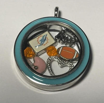 Medallón con dije de memoria de los Miami Dolphins NFL con cadena de 22 pulgadas NUEVO Foto 1 de 3