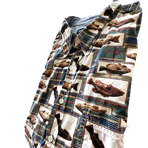 Camiseras Revenge con estampado de peces para hombre talla XL manga corta abotonada - Imagen 1 de 9