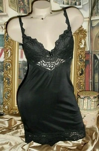 Victoria's Secret Bra Smoother Slip 34C Nightgown UW Black Glossy Satin - Picture 1 of 9