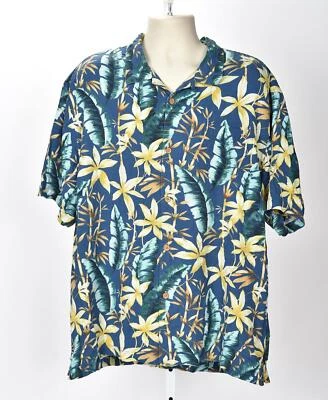 Camisa de campamento Tommy Bahama azul estampado tropical 100 % seda talla XXL Foto 1 de 2