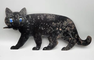 Antique Edwardian Black Cat Bird/Rodent scarer Glass Eyes - Picture 1 of 8