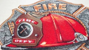 Fire Department USA 911 Feuerwehr Stoff Gobelin Panel 47x47cm Feuerwehrstoff - Bild 1 von 2