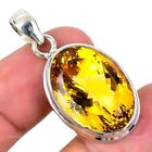 Natural Citrine Gemstone Pendant Handmade 925 Sterling Silver Indian Jewelry