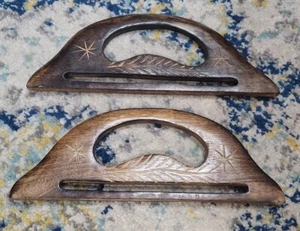 Wooden Handbag Handles, Large Pair Wood D Shaped handles. Handbags craft, sewing - Picture 1 of 4